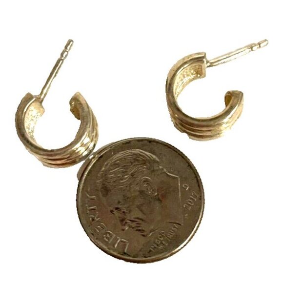 10k gold plate over 925 silver hoop earrings - Picture 6 of 8